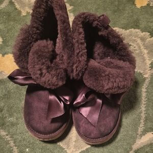 UGG Purple Shearling Ribbon Winter Boots